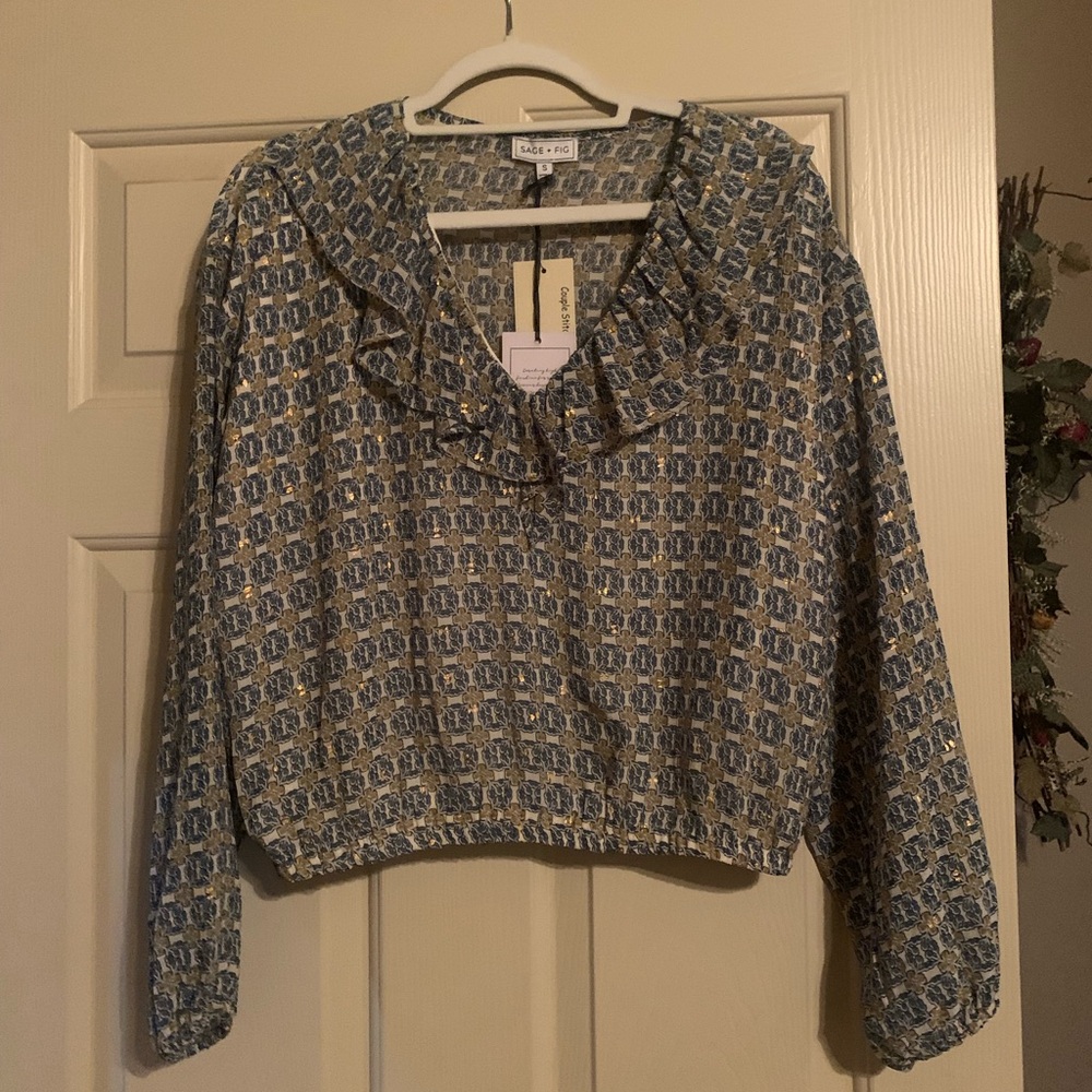 Blue Patterned Women's Top